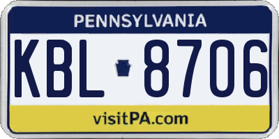 PA license plate KBL8706