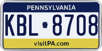 PA license plate KBL8708