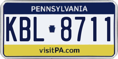 PA license plate KBL8711