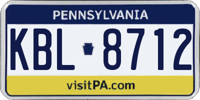 PA license plate KBL8712