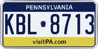 PA license plate KBL8713