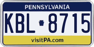 PA license plate KBL8715