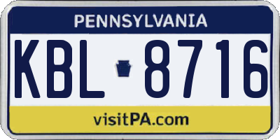 PA license plate KBL8716