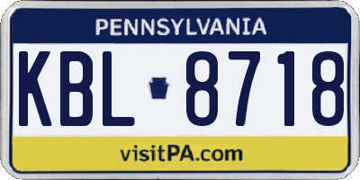PA license plate KBL8718