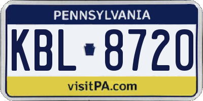 PA license plate KBL8720