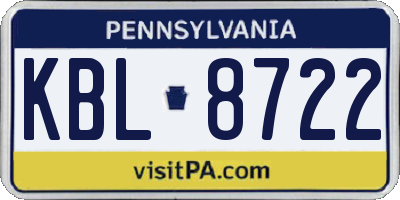 PA license plate KBL8722