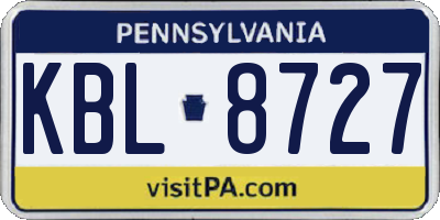 PA license plate KBL8727