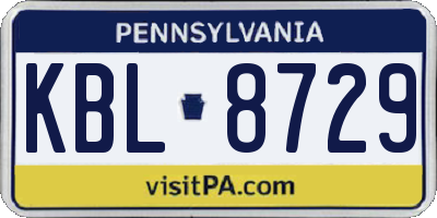 PA license plate KBL8729