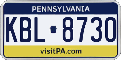 PA license plate KBL8730