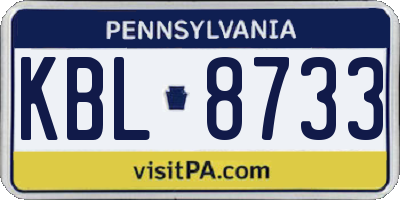PA license plate KBL8733