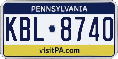 PA license plate KBL8740