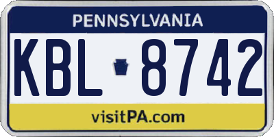 PA license plate KBL8742