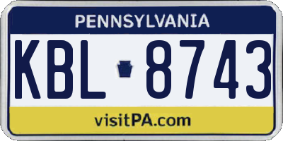 PA license plate KBL8743