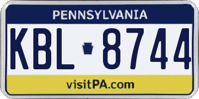 PA license plate KBL8744
