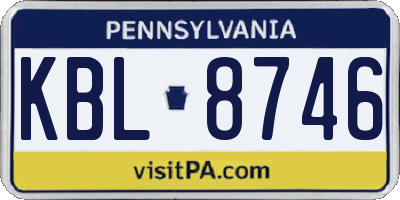 PA license plate KBL8746