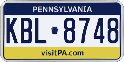 PA license plate KBL8748