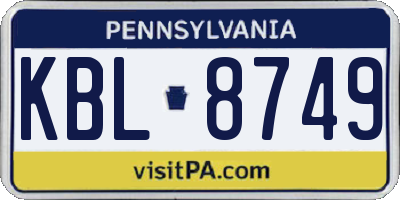 PA license plate KBL8749