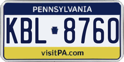 PA license plate KBL8760