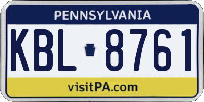 PA license plate KBL8761