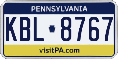 PA license plate KBL8767