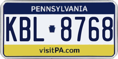 PA license plate KBL8768