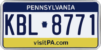 PA license plate KBL8771