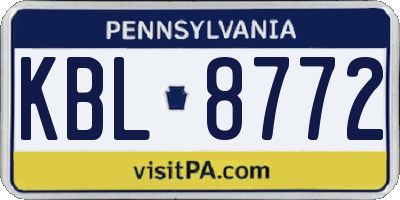 PA license plate KBL8772