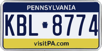 PA license plate KBL8774