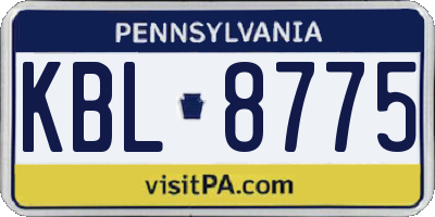 PA license plate KBL8775