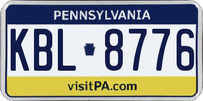 PA license plate KBL8776