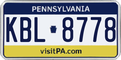 PA license plate KBL8778