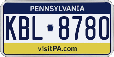 PA license plate KBL8780