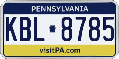 PA license plate KBL8785