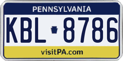 PA license plate KBL8786