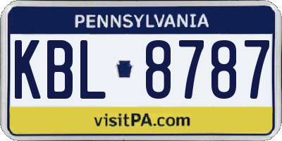 PA license plate KBL8787