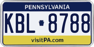 PA license plate KBL8788