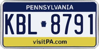 PA license plate KBL8791