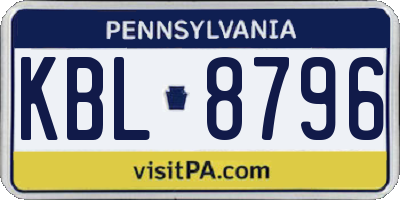 PA license plate KBL8796