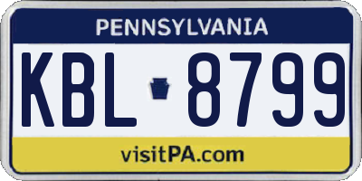 PA license plate KBL8799