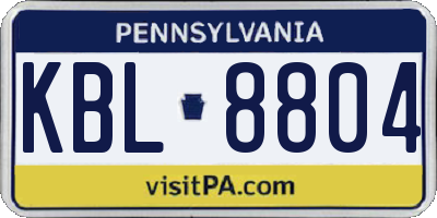 PA license plate KBL8804
