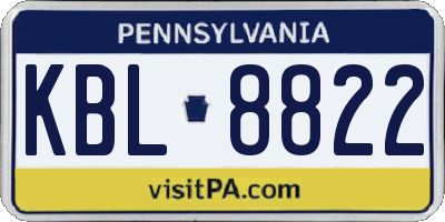 PA license plate KBL8822