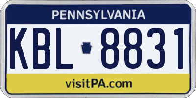 PA license plate KBL8831