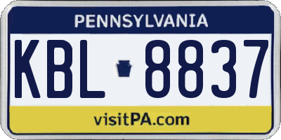 PA license plate KBL8837