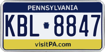 PA license plate KBL8847