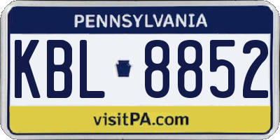 PA license plate KBL8852