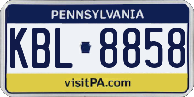 PA license plate KBL8858