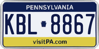 PA license plate KBL8867