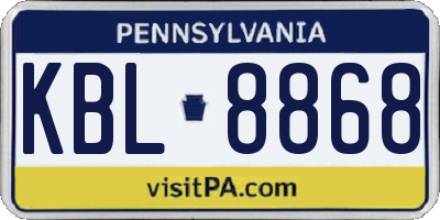 PA license plate KBL8868