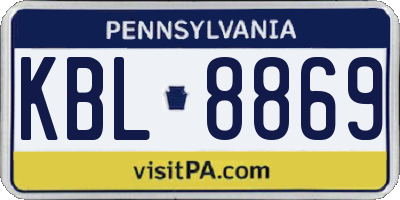 PA license plate KBL8869
