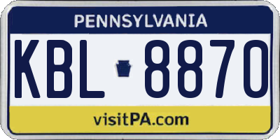 PA license plate KBL8870